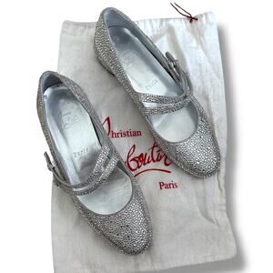 Christian Louboutin Sweet Jane Strass Rhinestone Mary Jane Flats Size EU 37.5